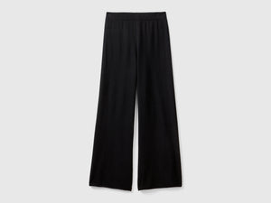 Pantaloni ampi in misto lana e cashmere