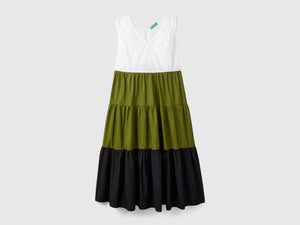 Vestito color block con balze