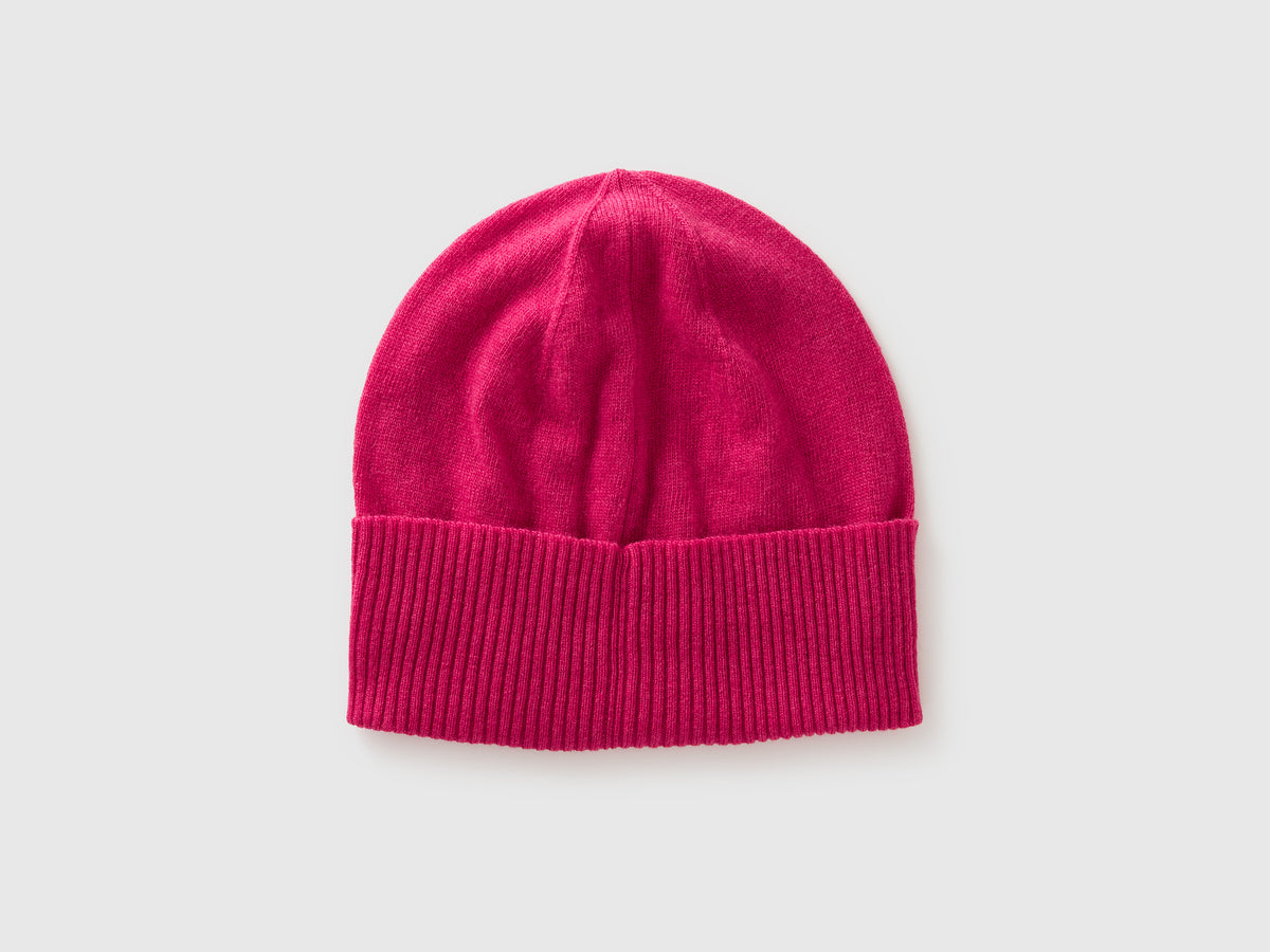 Cappello fucsia in pura lana Merino