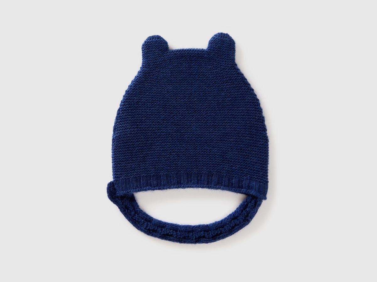 Recycled wool blend hat with ears