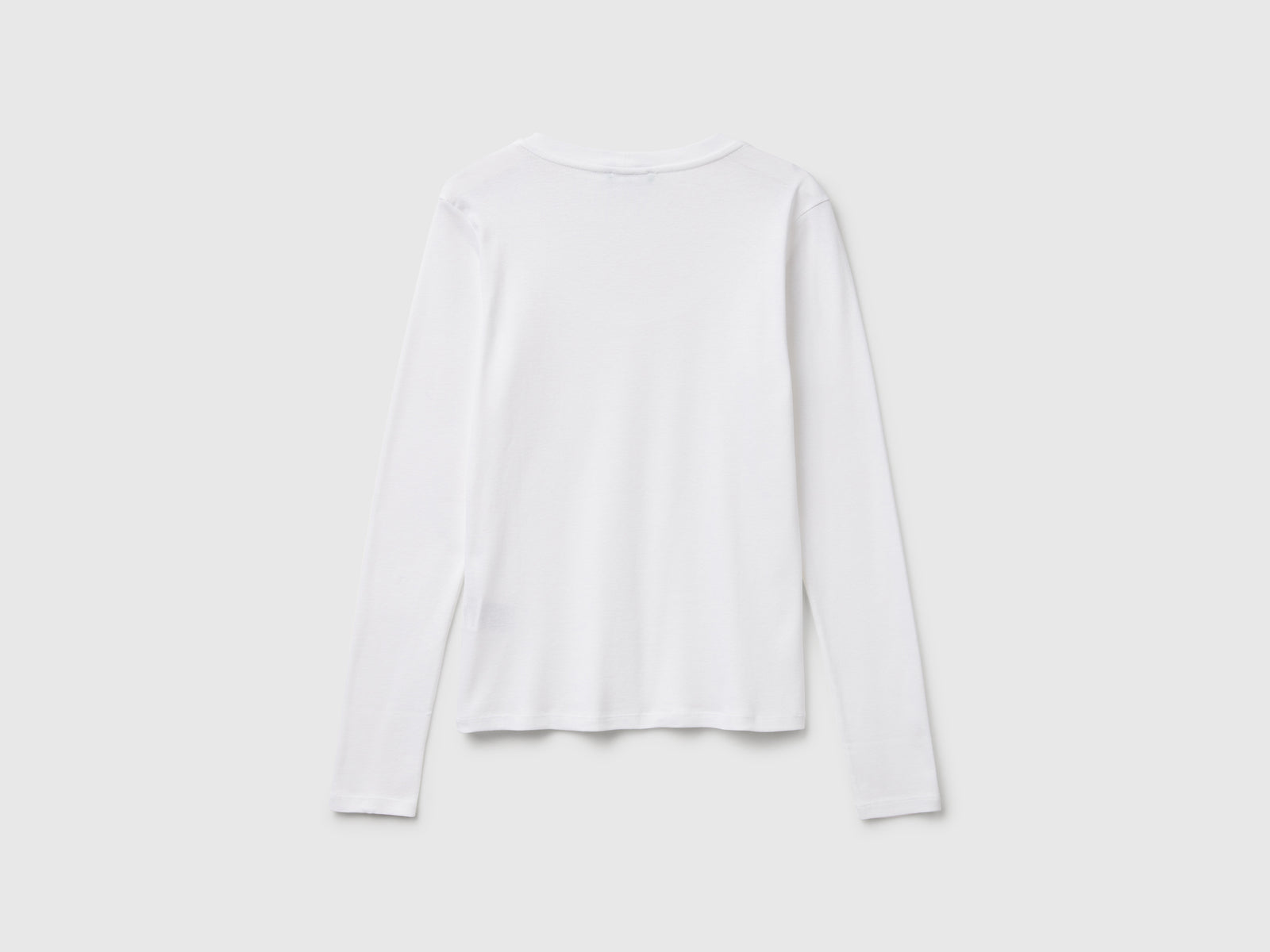 T-shirt manica lunga in puro cotone da donna bianco 2 | Benetton Outlet