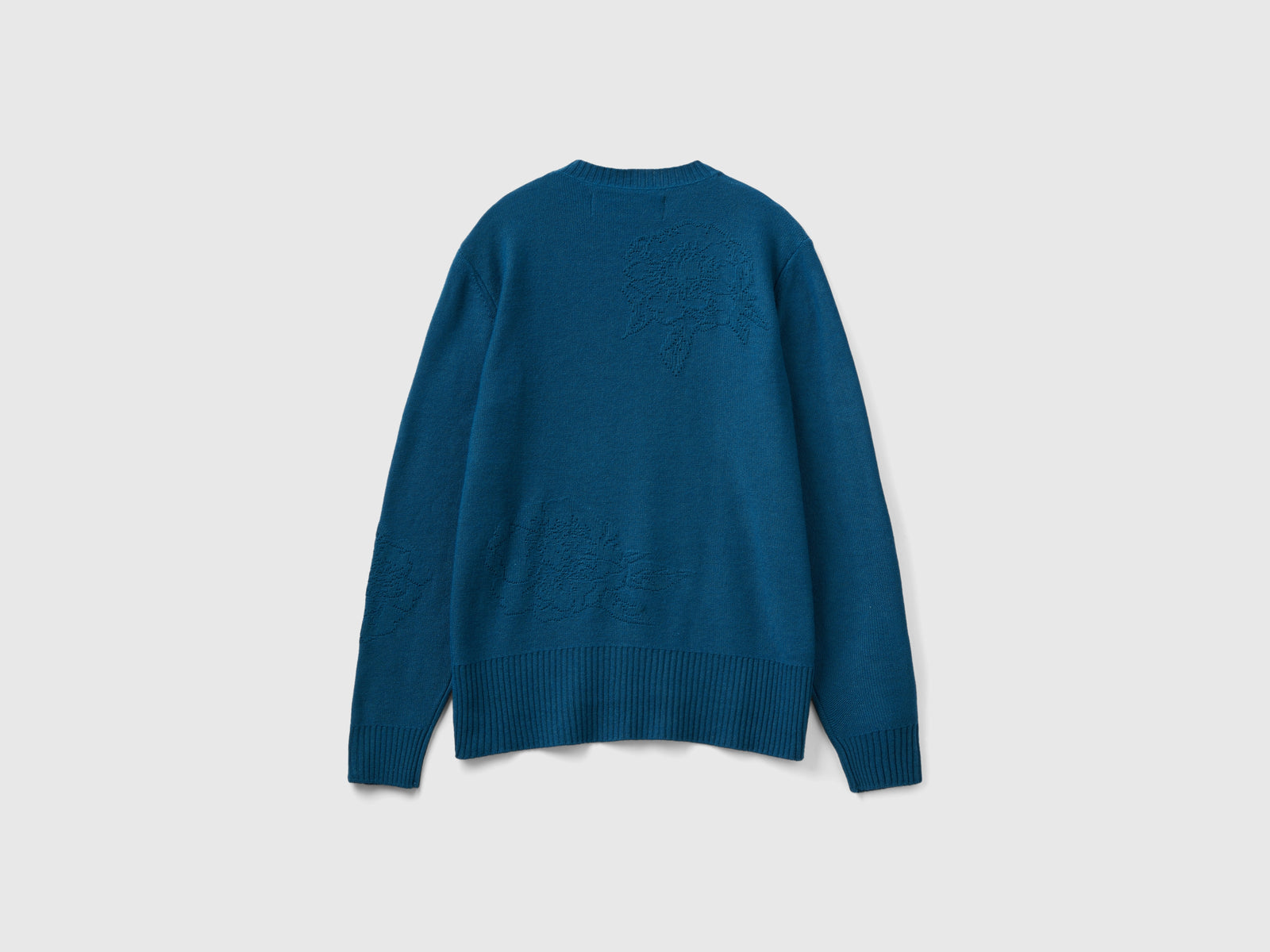 Maglia con disegni floreali in misto cashmere da donna verde ottanio 2 | Benetton Outlet