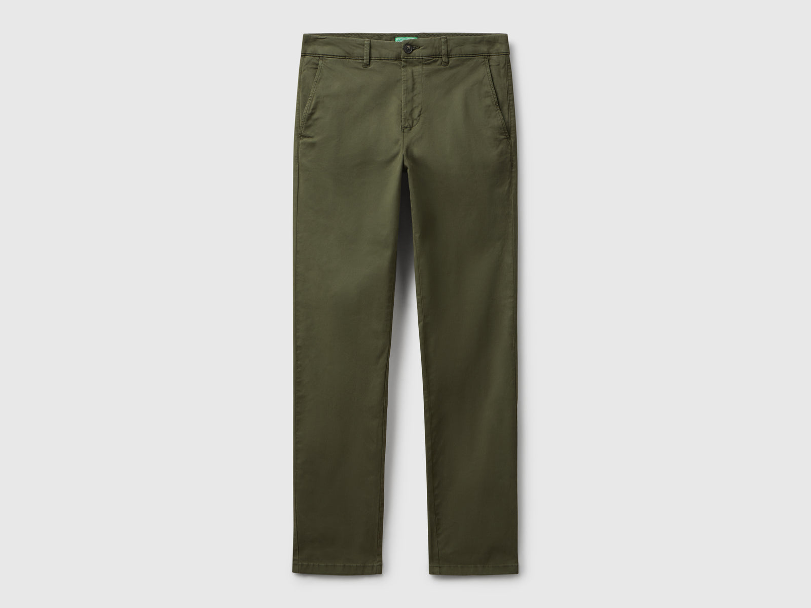 Chino slim fit in cotone da uomo verde scuro | Benetton Outlet