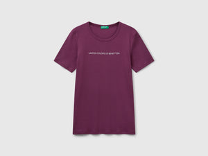 T-shirt 100% cotone con stampa logo glitter
