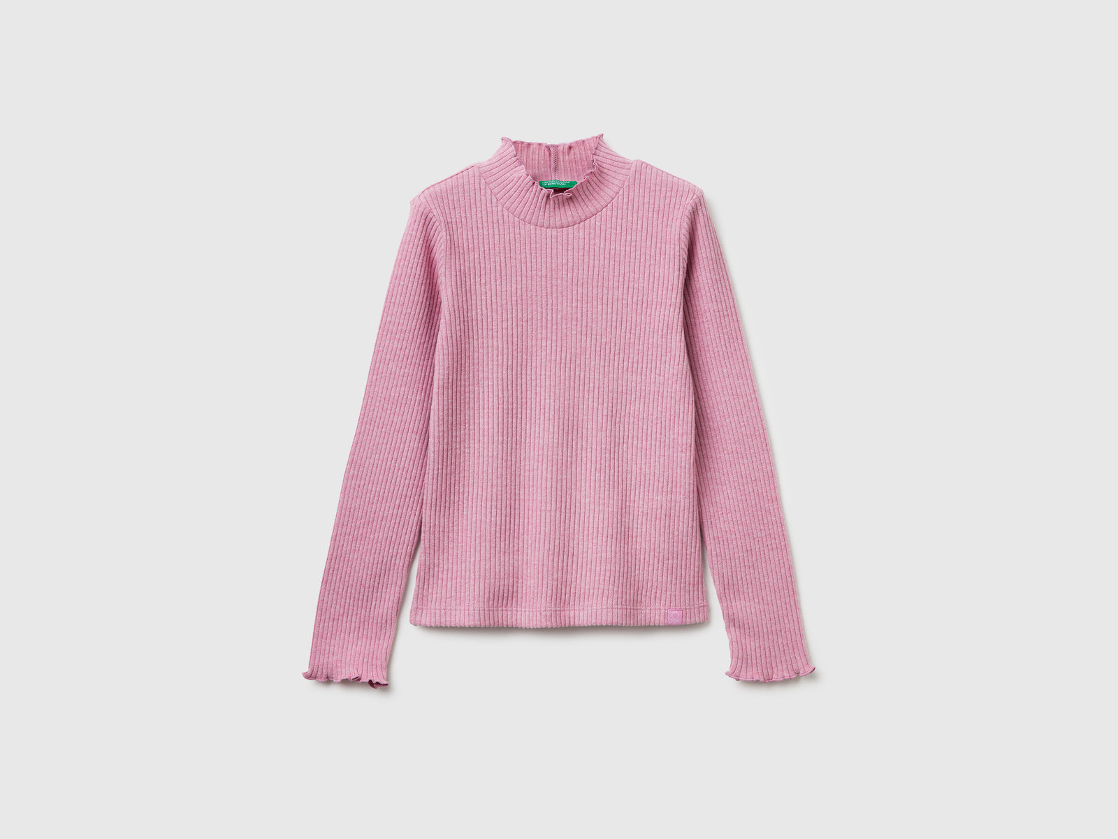 T-shirt lupetto in caldo misto cotone da bambina rosa | Benetton Outlet