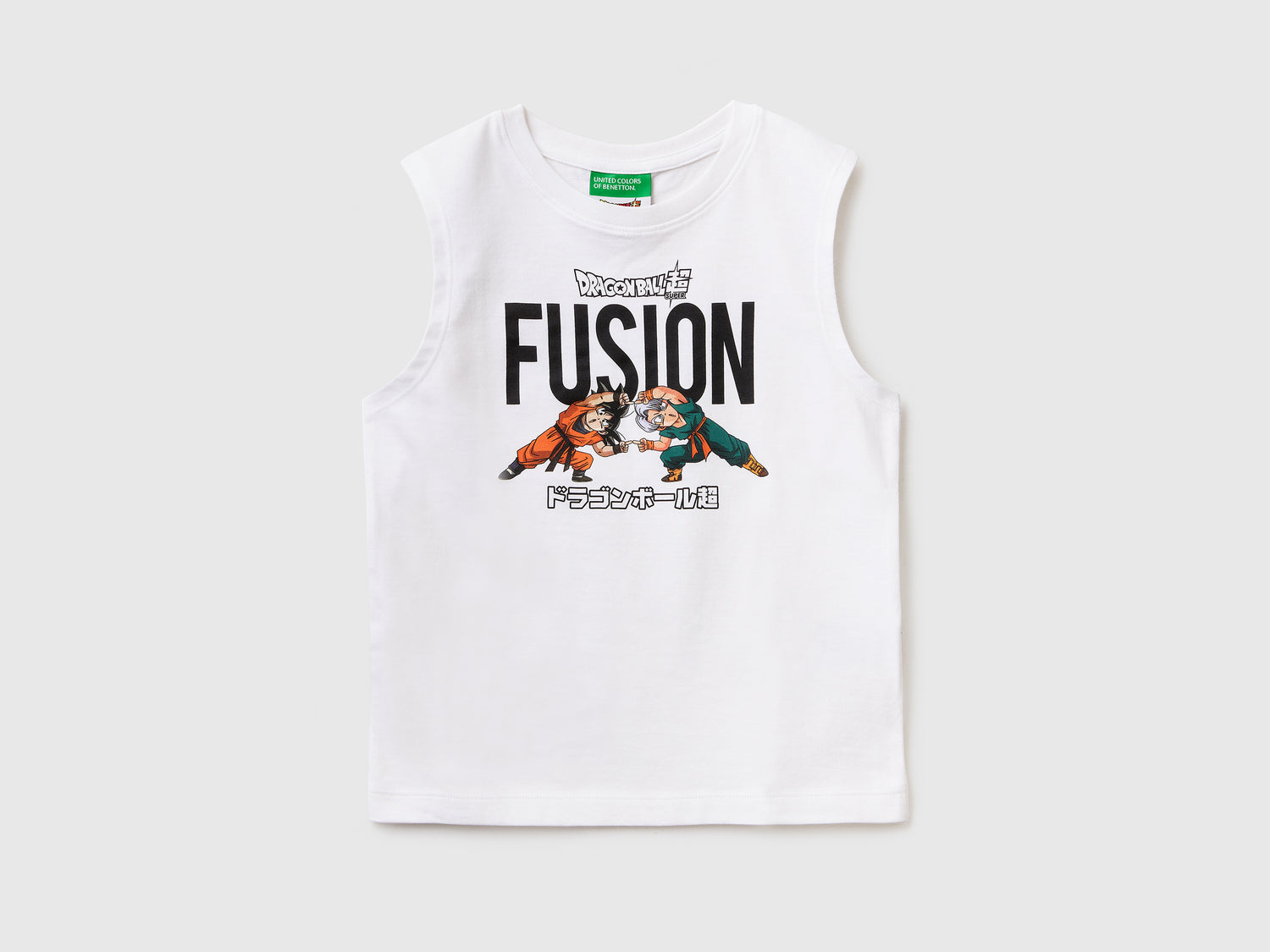 T-shirt girocollo smanicata in puro cotone da bimbo bianco | Benetton Outlet