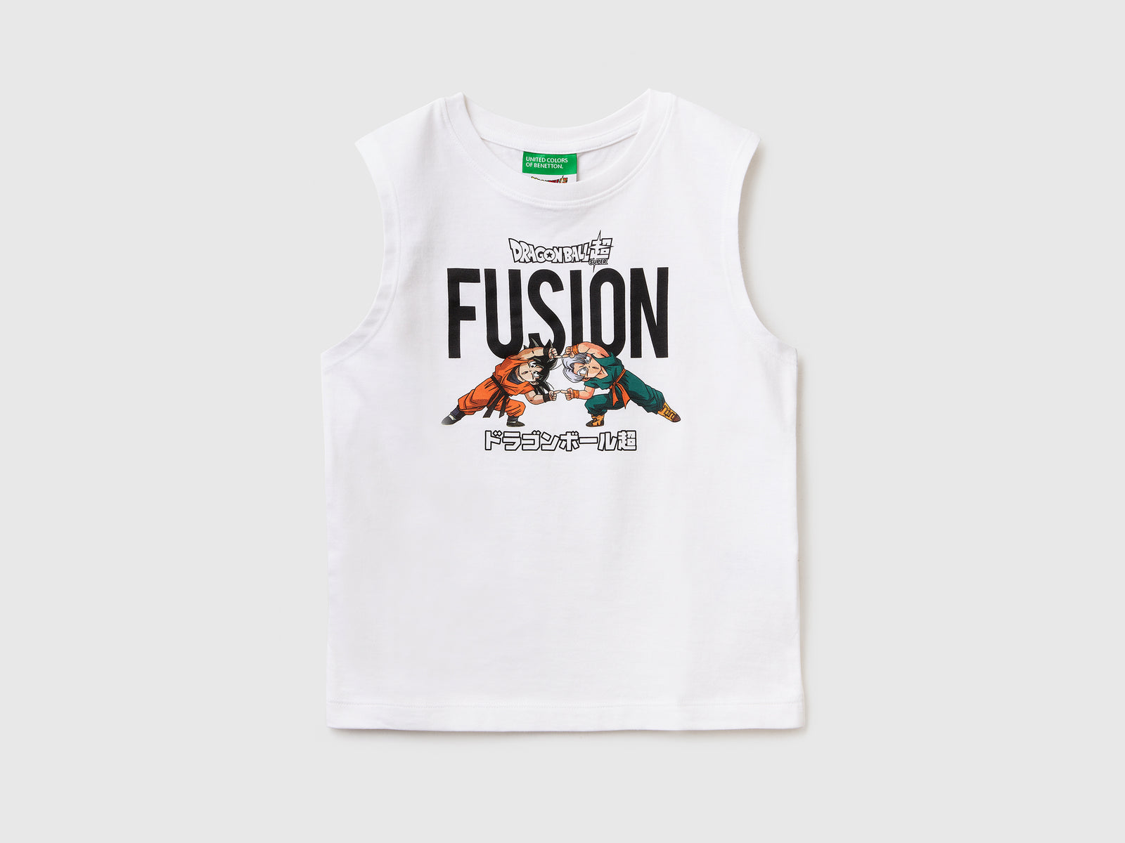 T-shirt girocollo smanicata in puro cotone da bimbo bianco | Benetton Outlet