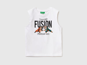 T-shirt girocollo smanicata in puro cotone