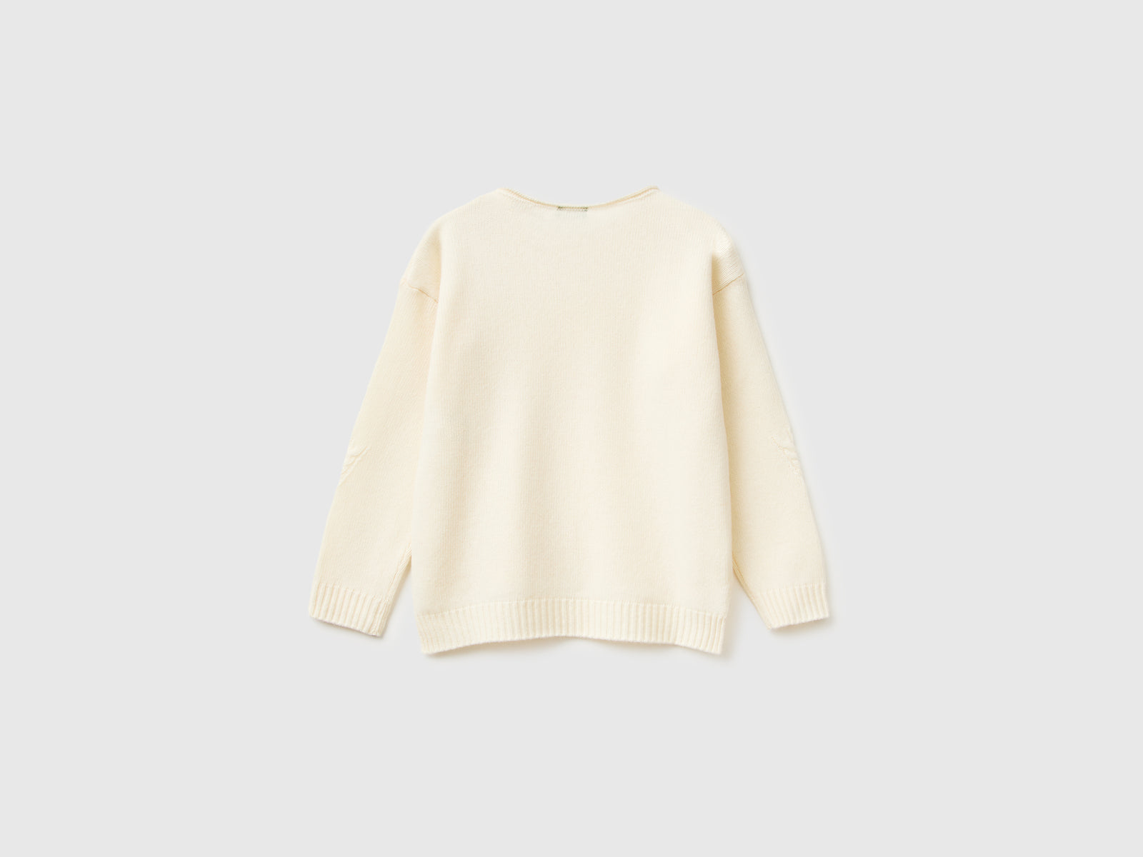 Maglia con trecce in misto lana da bambina bianco panna 2 | Benetton Outlet