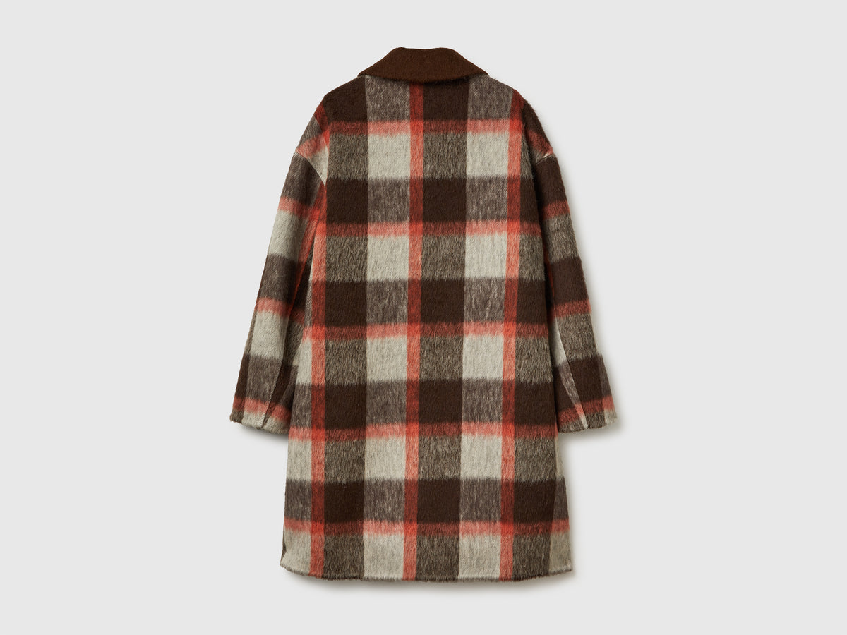 Cappotto a quadri in misto lana