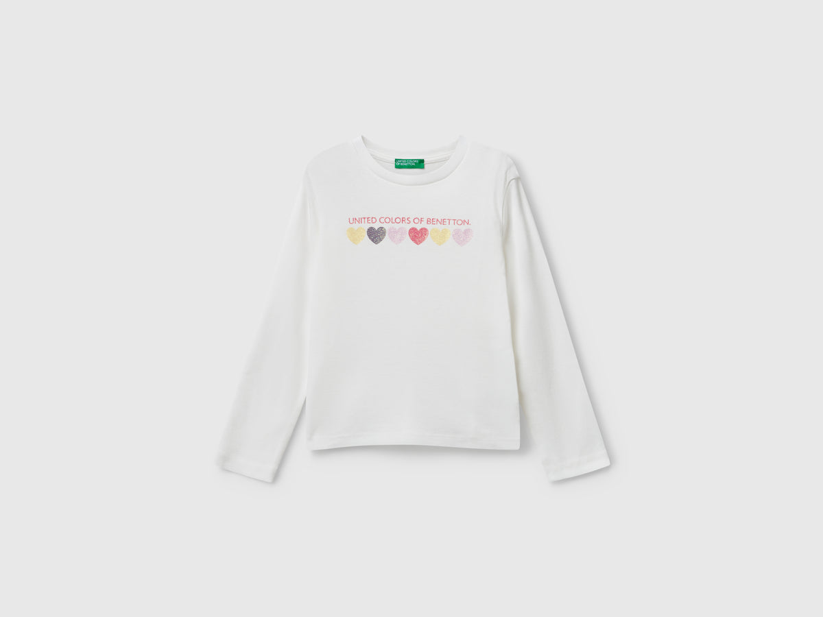 T-shirt con logo glitter in cotone