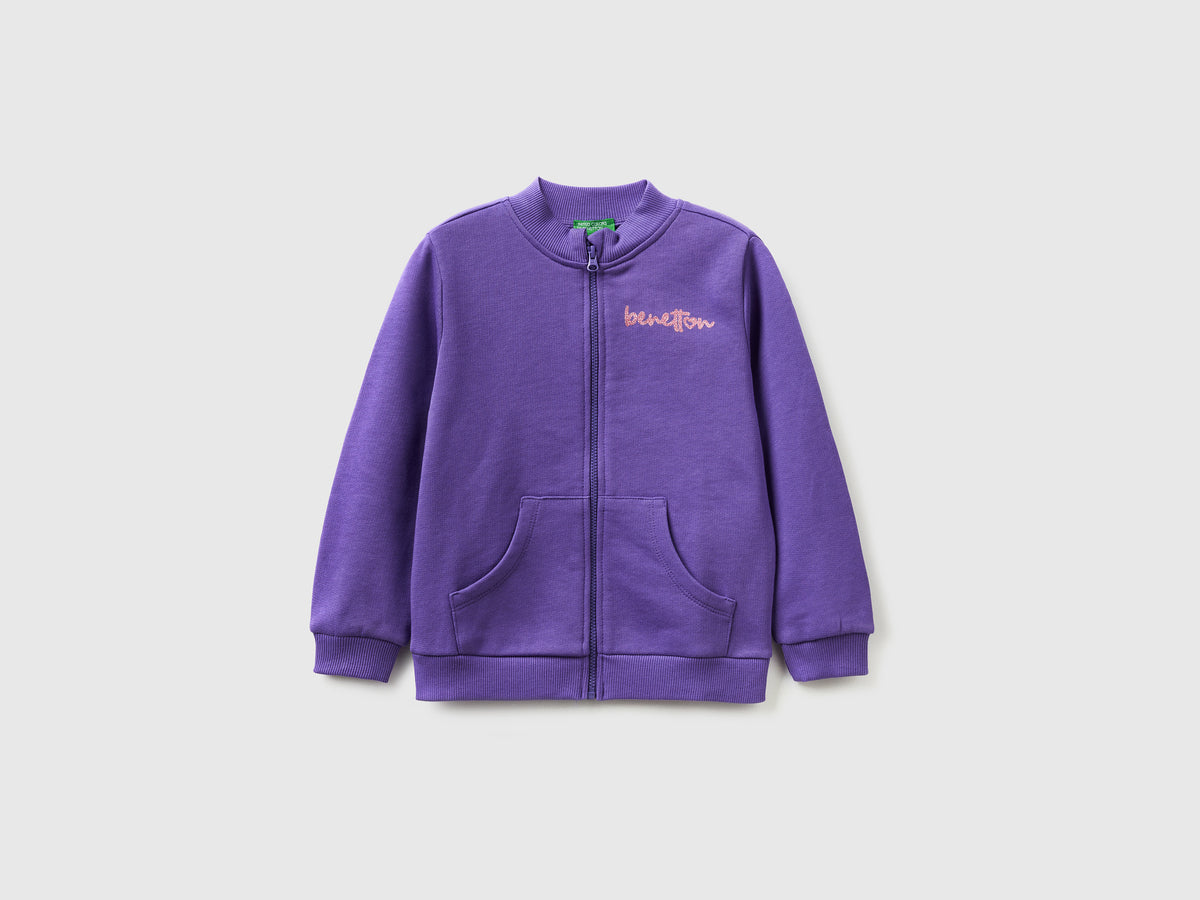 Felpa con zip in cotone bio