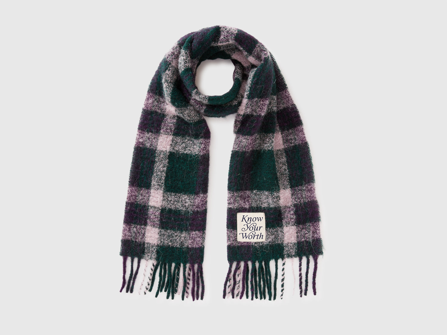Sciarpa scozzese in misto lana e alpaca da donna verde | Benetton Outlet