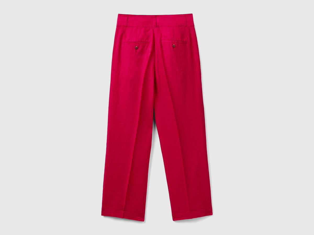 Pantaloni dritti in puro lino