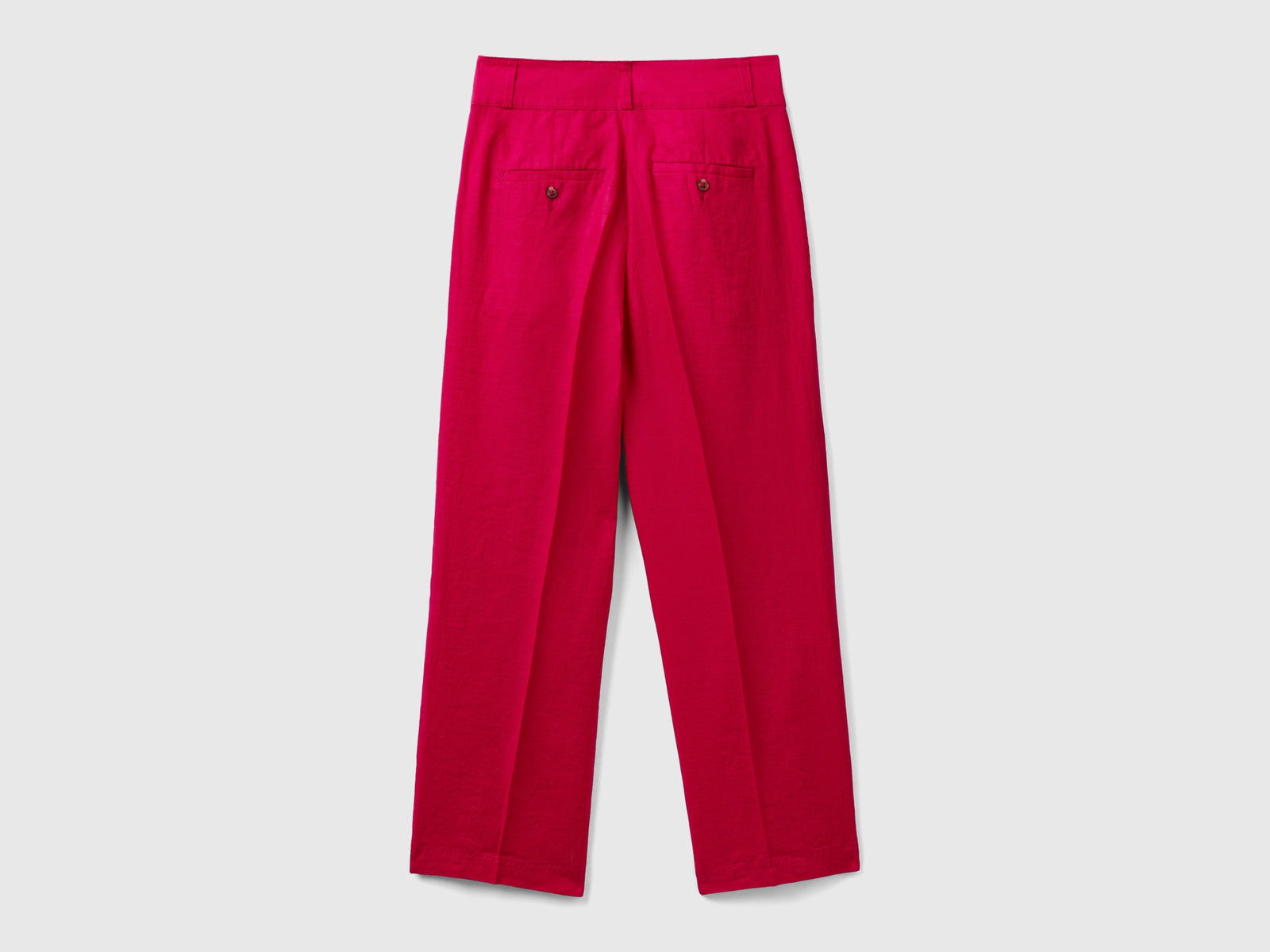Pantaloni dritti in puro lino da donna ciclamino 2 | Benetton Outlet