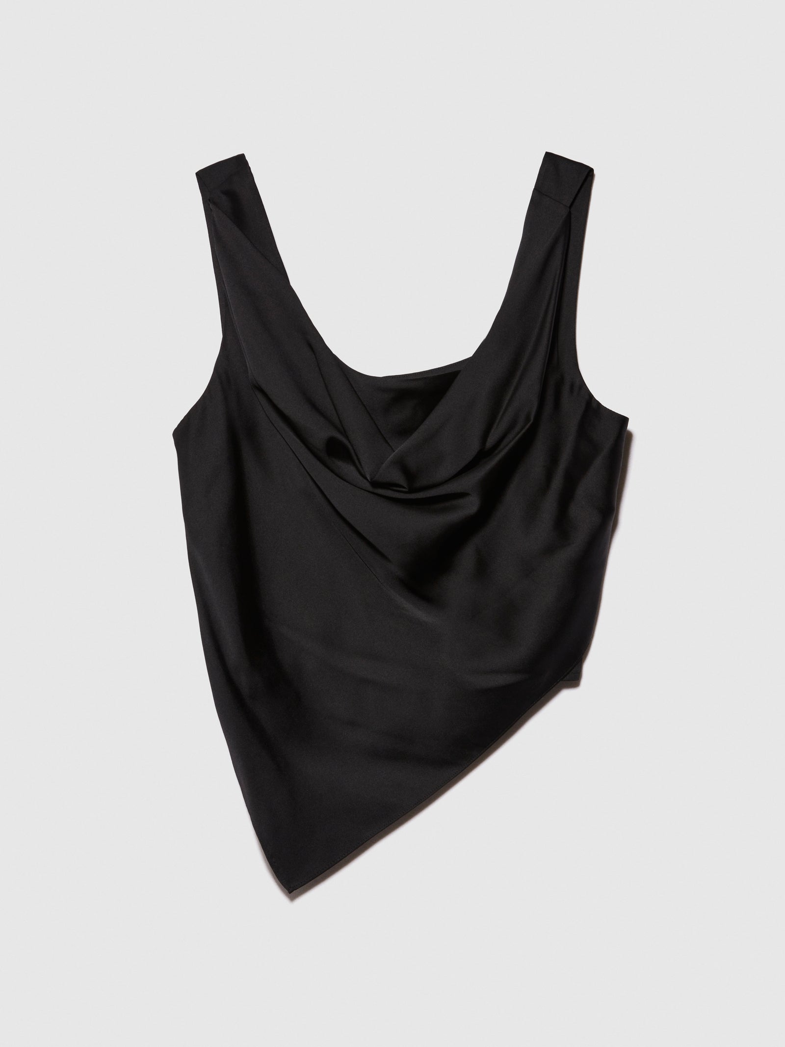 Top asimmetrico in raso da donna nero | Sisley Outlet