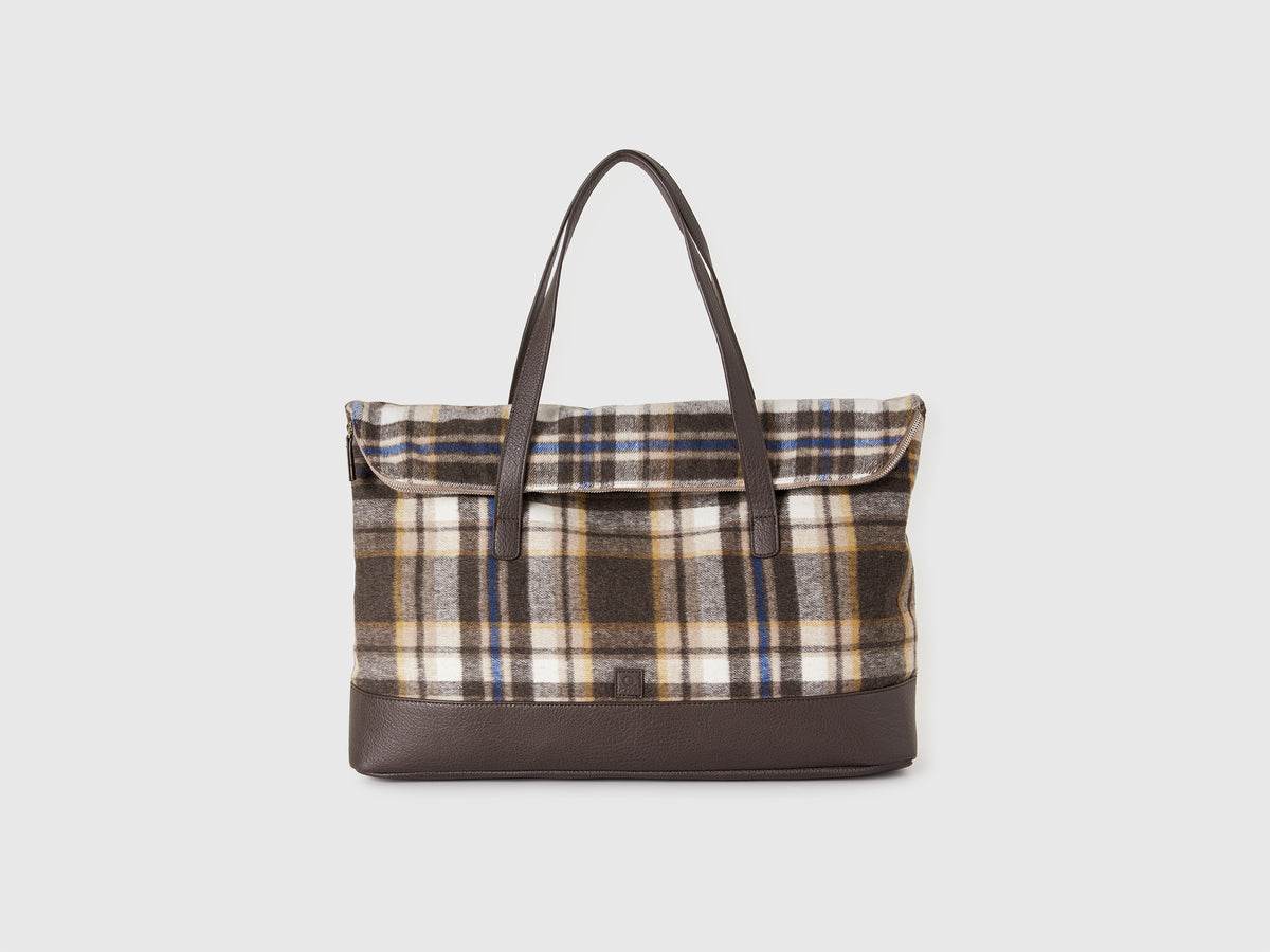 Borsa a quadri in misto lana