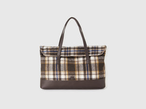 Borsa a quadri in misto lana