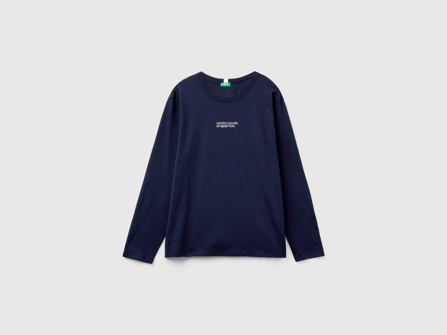 Maglia manica lunga 100% cotone da uomo blu scuro | Benetton Outlet