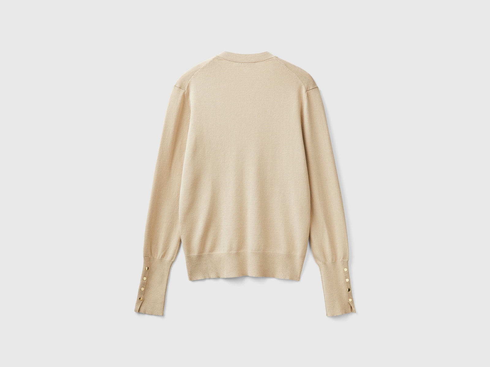 Maglia con scollo a V in misto viscosa da donna beige 2 | Benetton Outlet