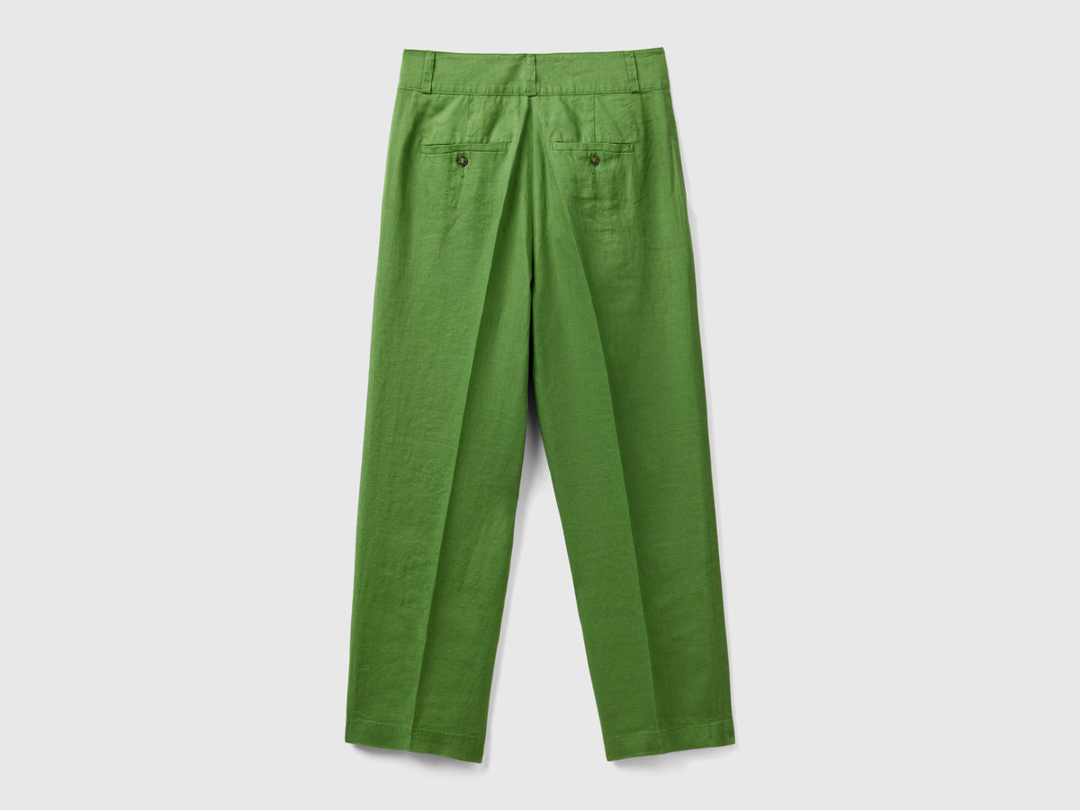Pantaloni dritti in puro lino
