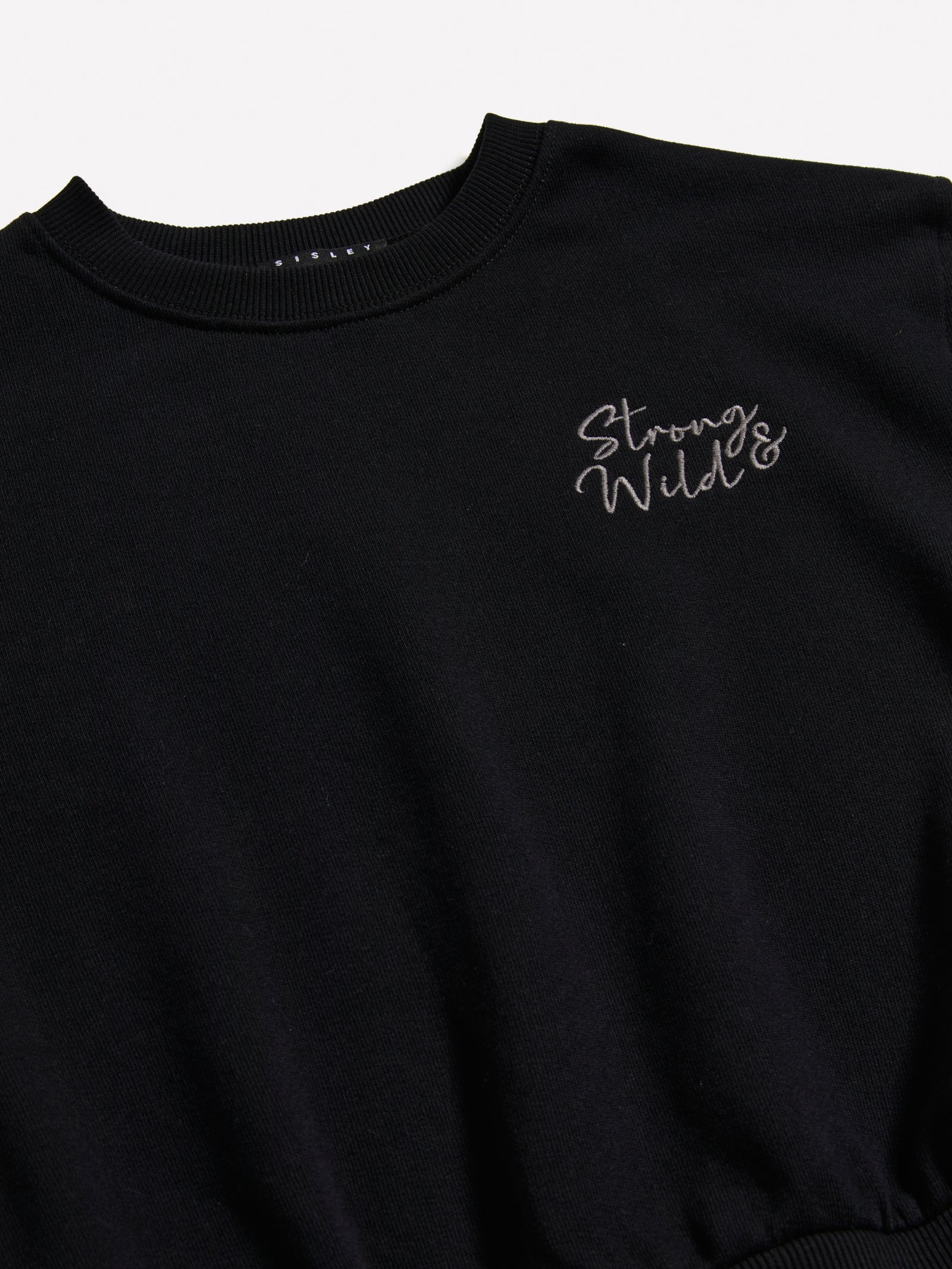 Felpa cropped con stampa floreale e ricamo da bambina nero 3 | Sisley young Outlet