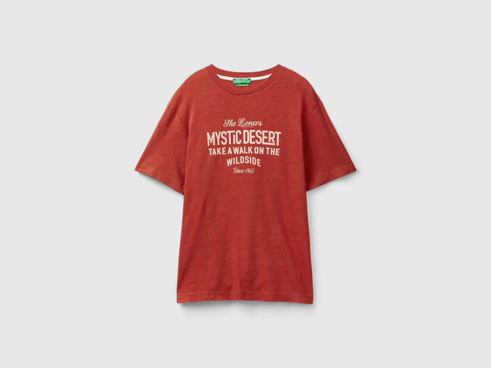 Maglietta in misto lino da uomo arancione | Benetton Outlet