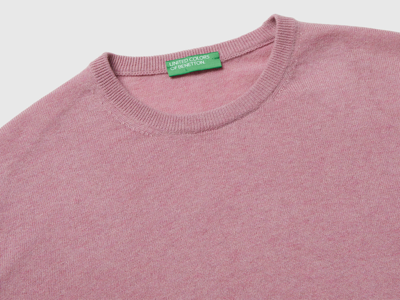 Maglia girocollo rosa mélange in pura lana Merino da uomo rosa pastello 3 | Benetton Outlet