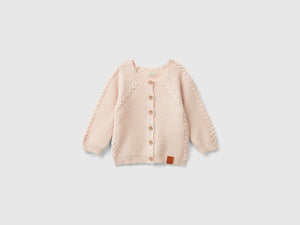 Cardigan con trecce in misto lana riciclata