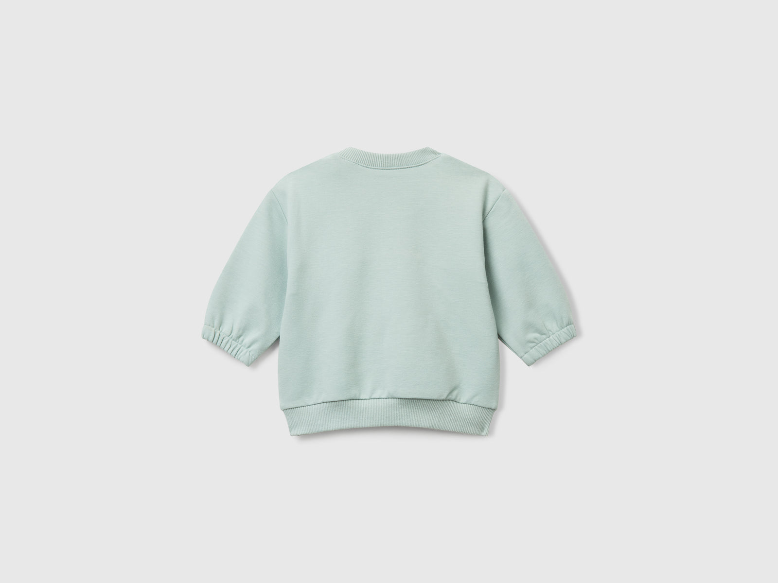 Felpa con ricamo e patch da neonato verde acqua 2 | Benetton Outlet