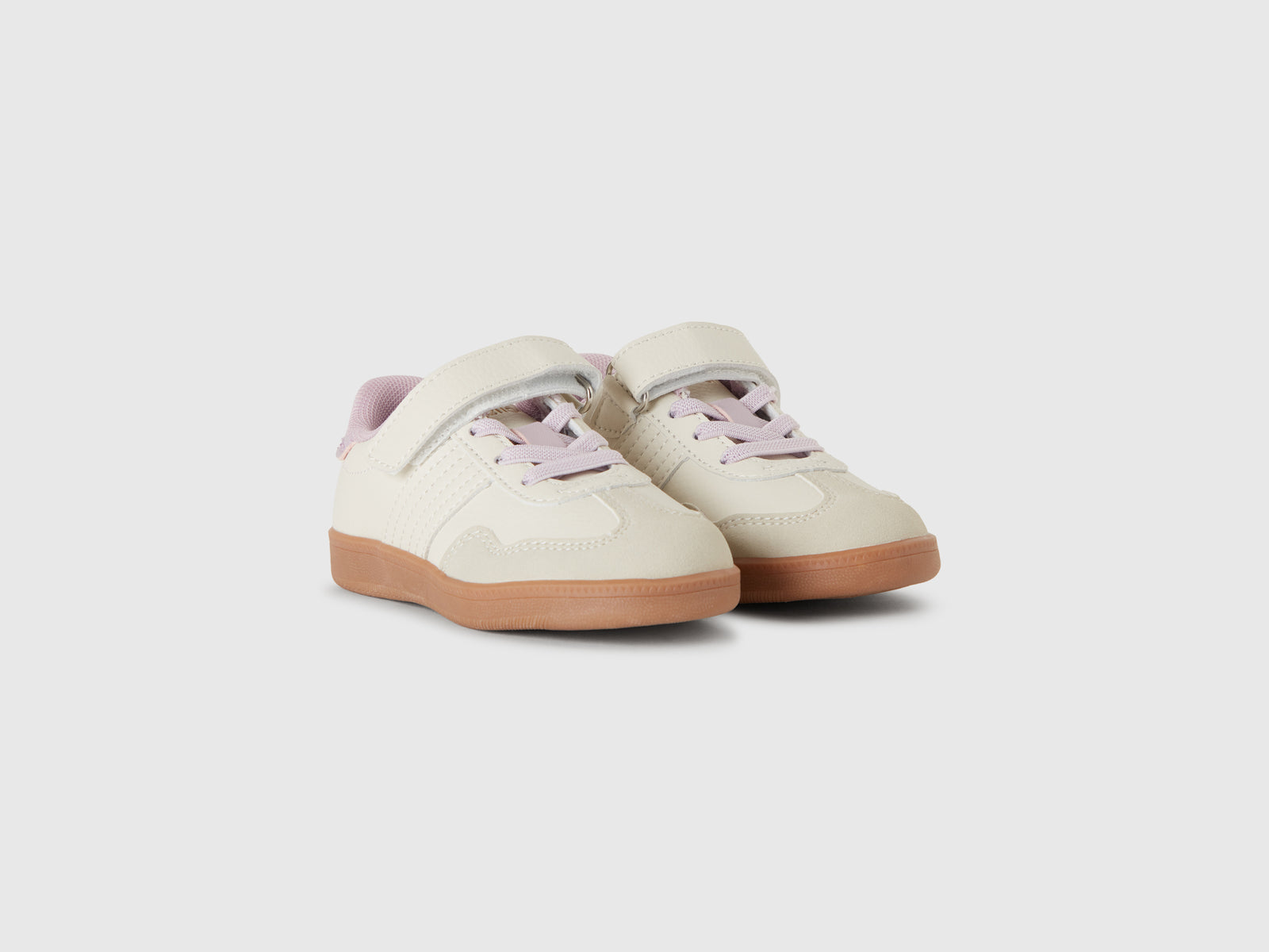 Sneakers in tessuto spalmato e scamosciato da bimbo bianco panna 3 | Benetton Outlet