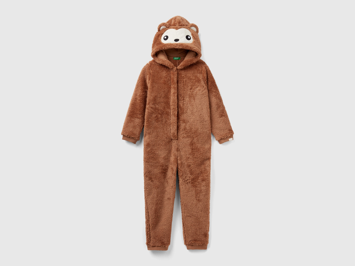 Tuta in pile con cappuccio da bambino cammello | Benetton Outlet