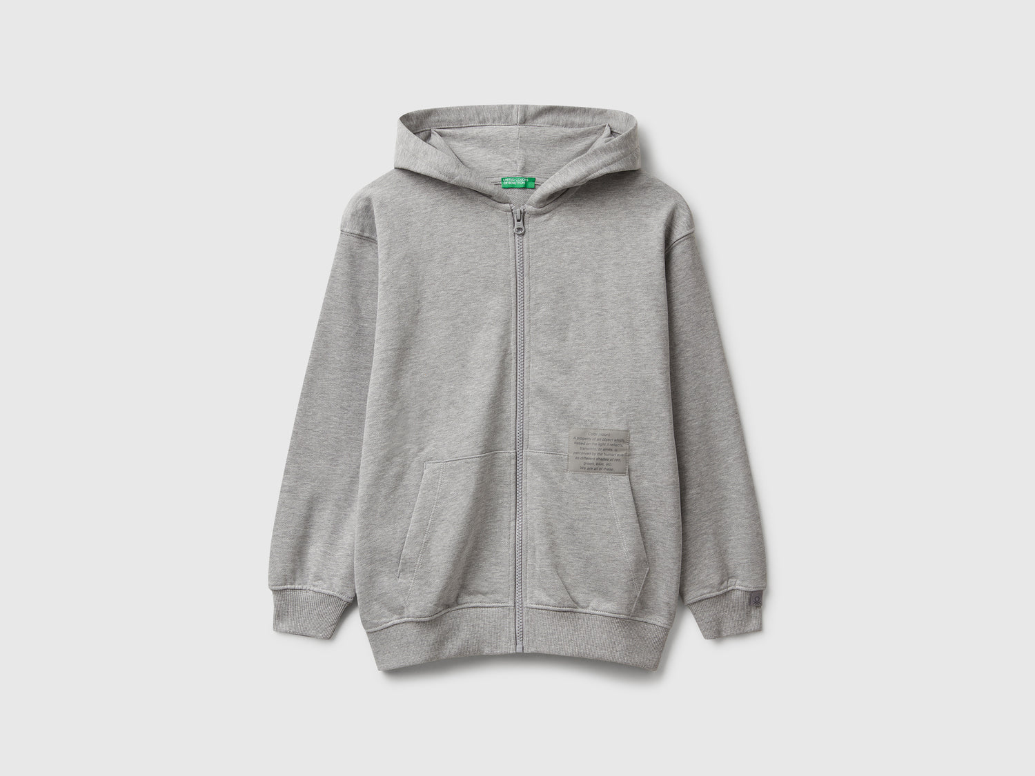 Felpa over fit con zip da bambino grigio chiaro | Benetton Outlet
