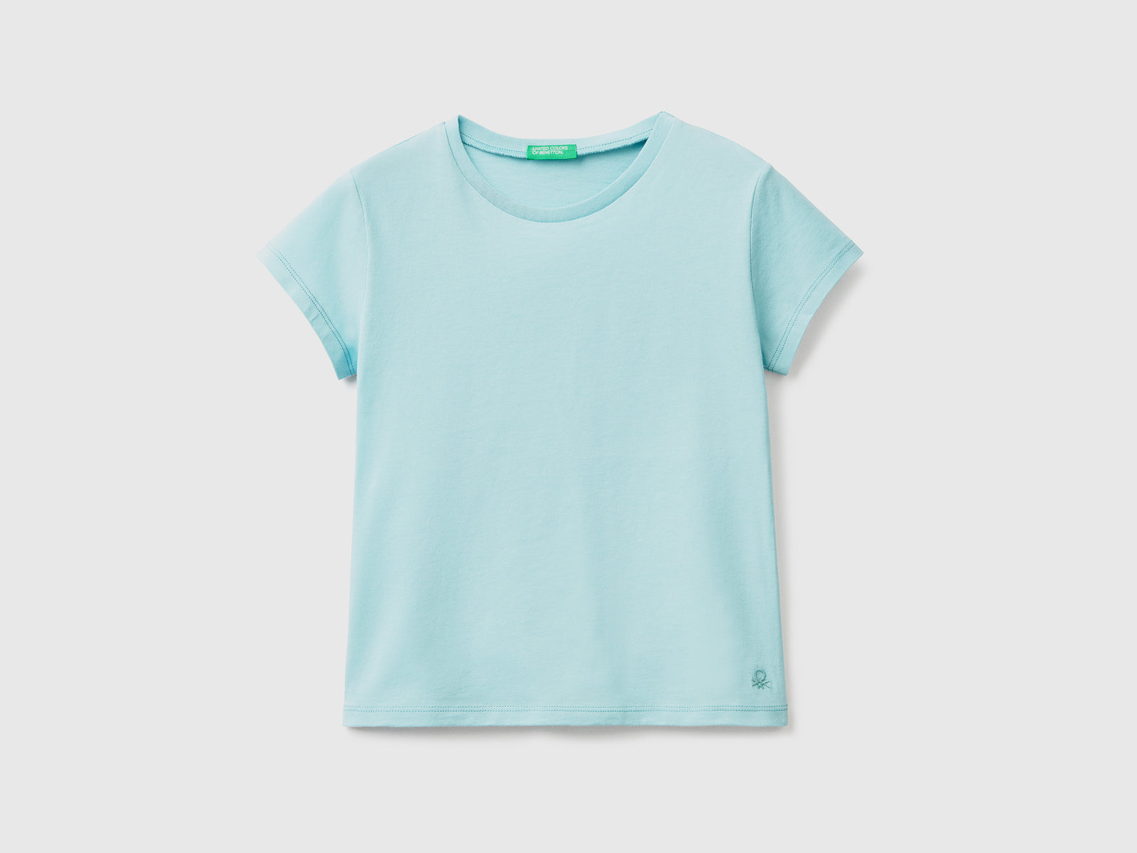 T-shirt in puro cotone da bambina verde chiaro | Benetton Outlet