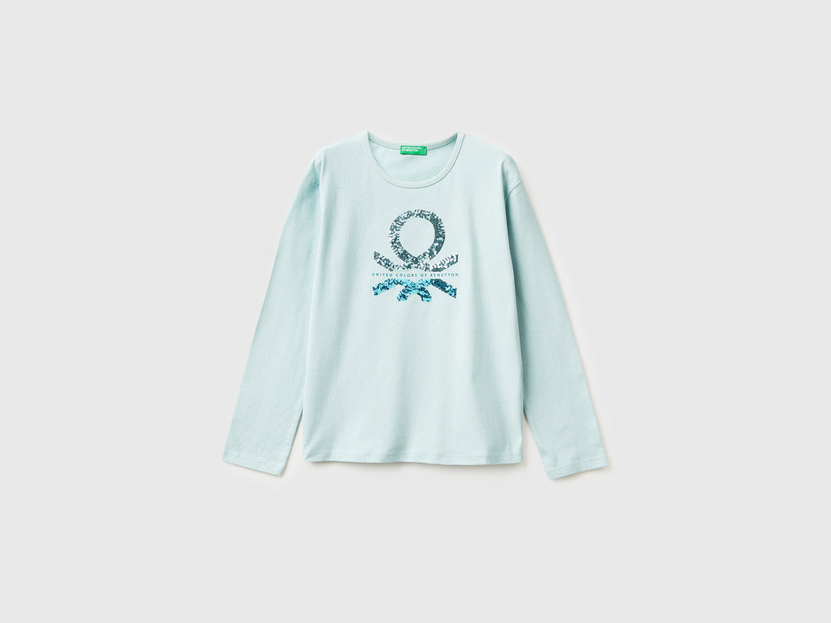 T-shirt in caldo cotone con paillettes