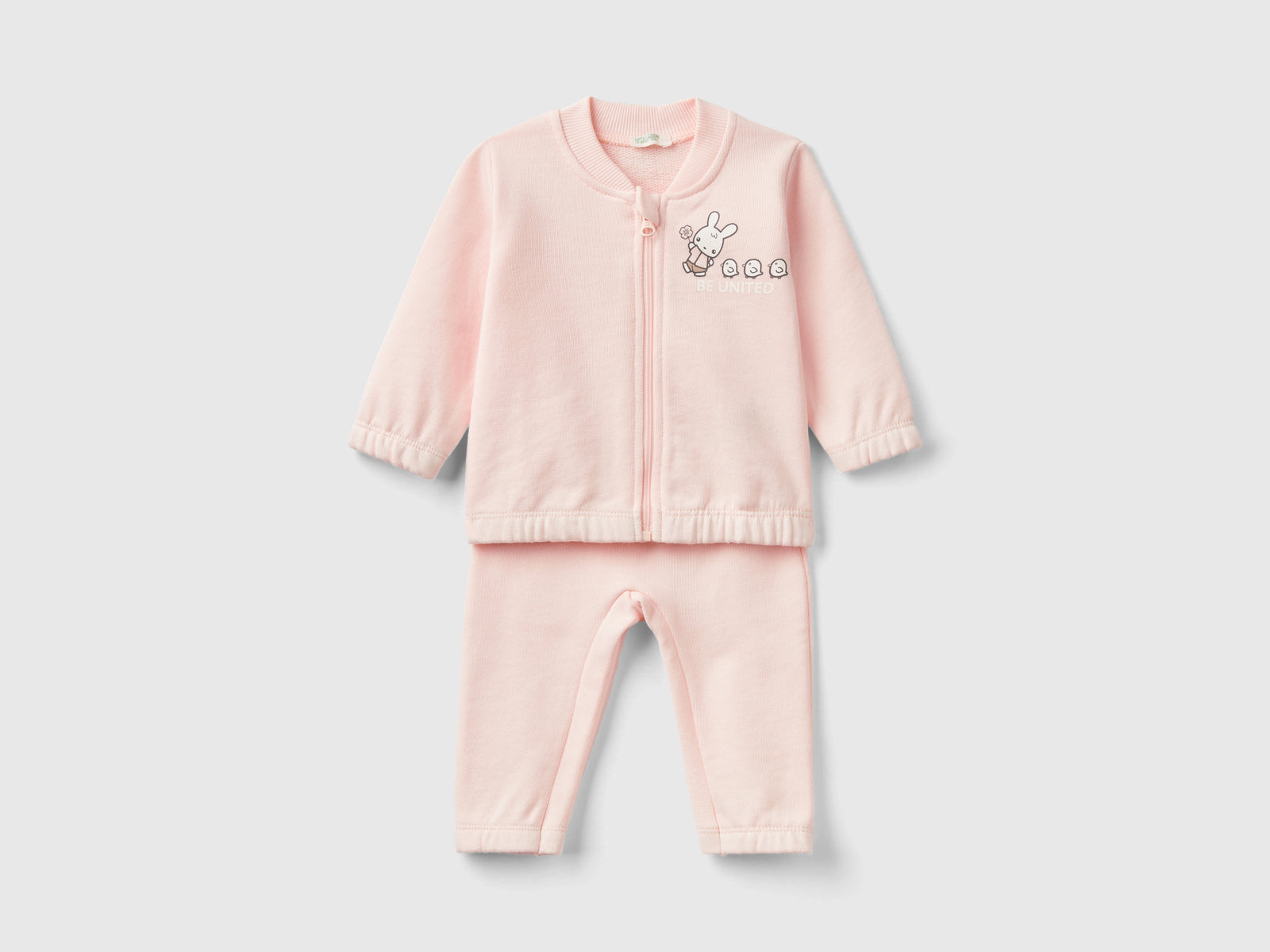 Completino in felpa di cotone bio da neonato pesca | Benetton Outlet