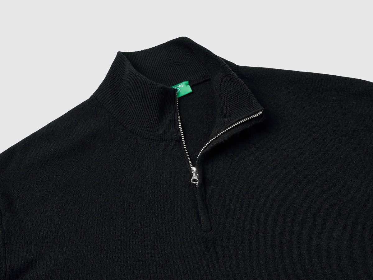 Maglia zippata in 100% lana Merino