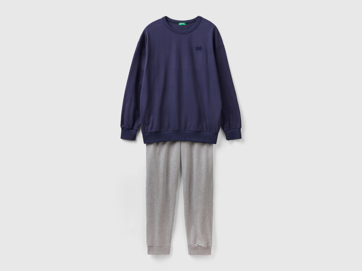 Caldo pigiama con dettagli tartan da uomo blu scuro | Benetton Outlet