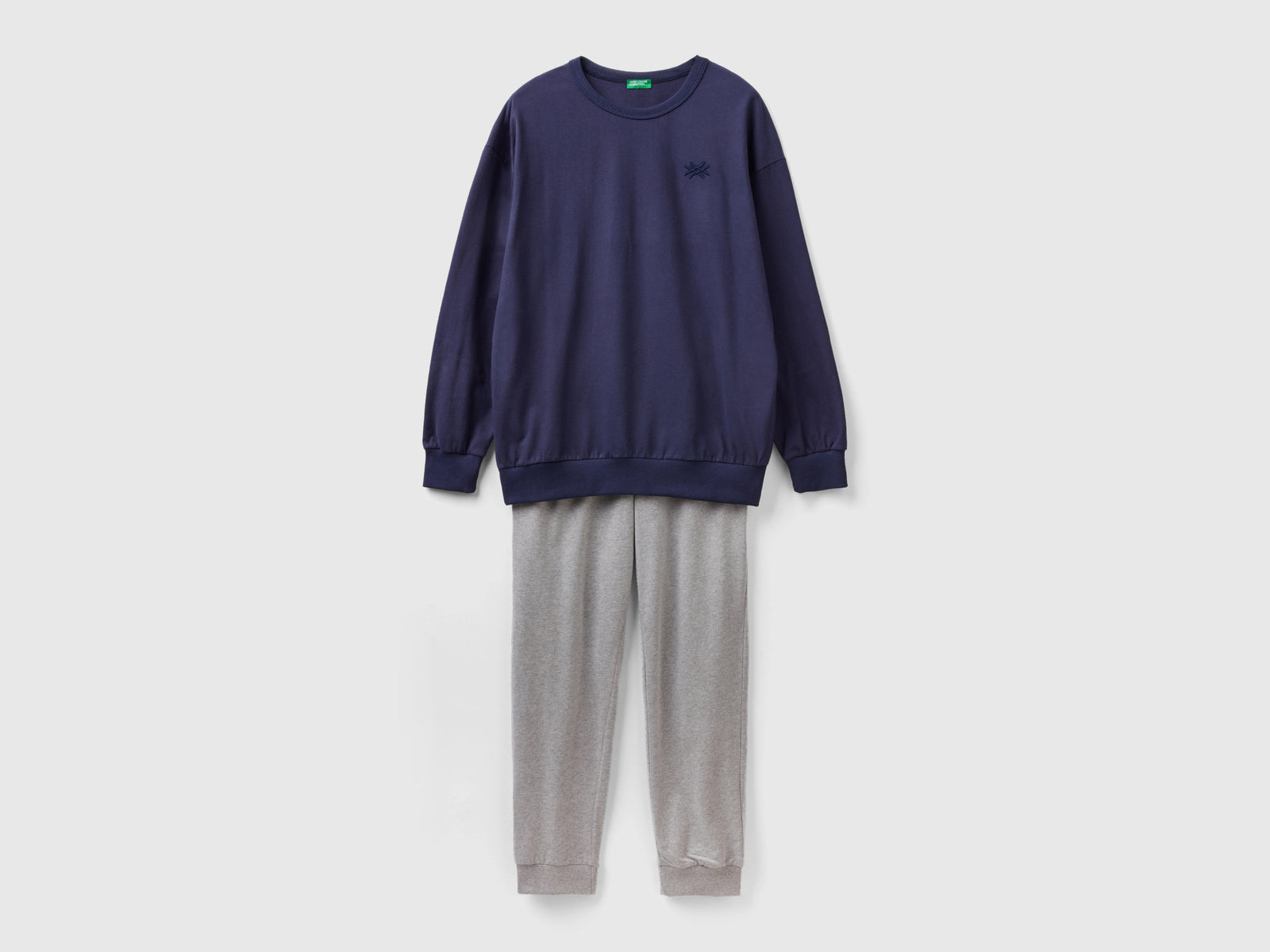 Caldo pigiama con dettagli tartan da uomo blu scuro | Benetton Outlet