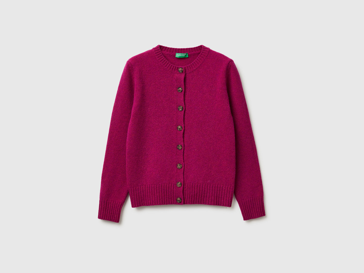 Cardigan in pura lana Shetland da donna fucsia | Benetton Outlet