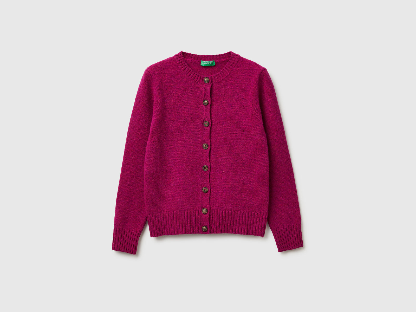Cardigan in pura lana Shetland da donna fucsia | Benetton Outlet