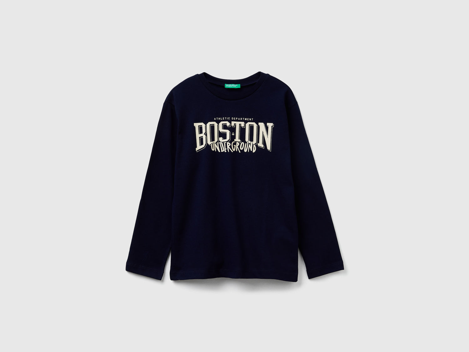 T-shirt con stampa da bambino blu scuro | Benetton Outlet
