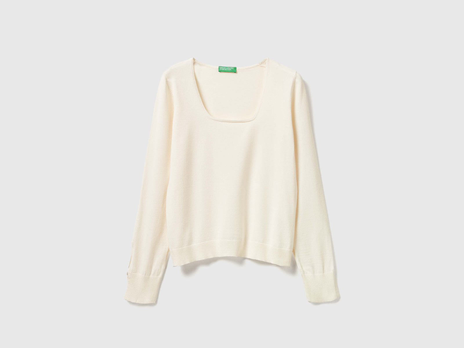 Maglia con scollo quadrato da donna bianco panna | Benetton Outlet