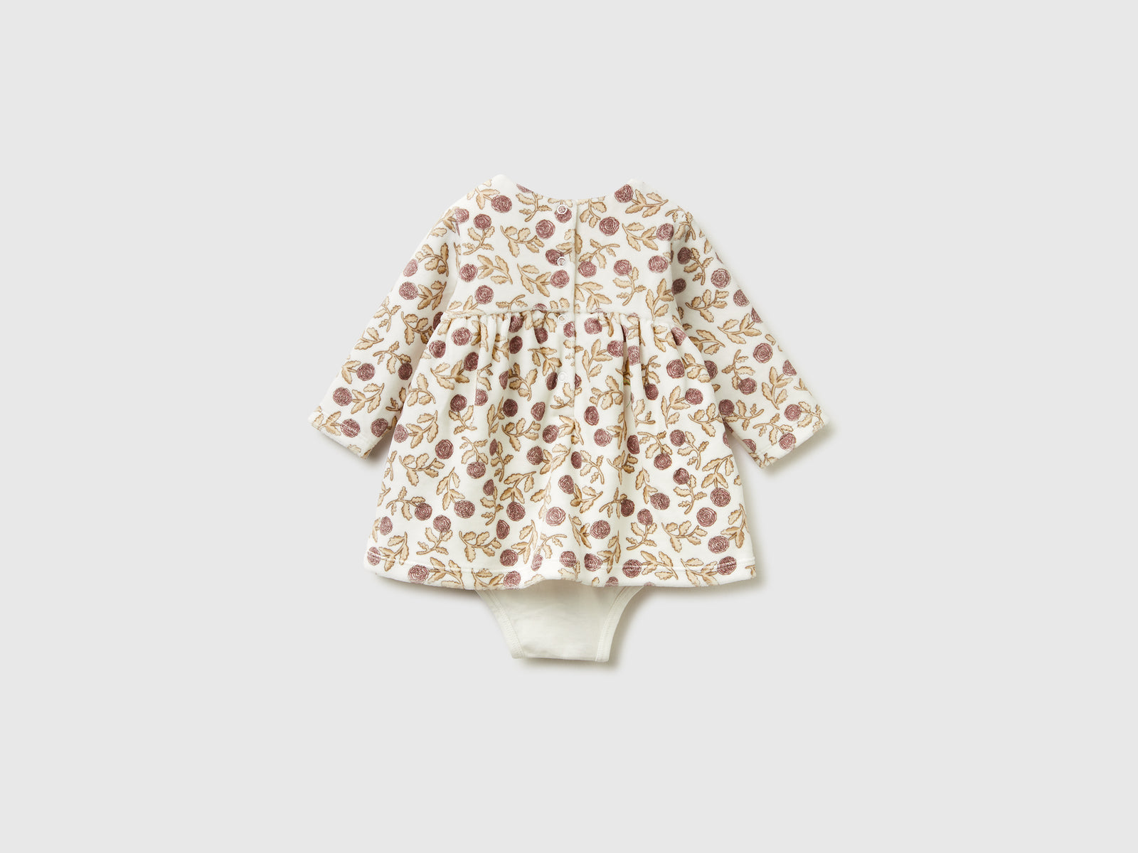 Abitino in ciniglia a fiori da neonato bianco panna 2 | Benetton Outlet