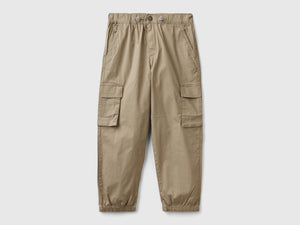 Pantaloni parachute in cotone stretch