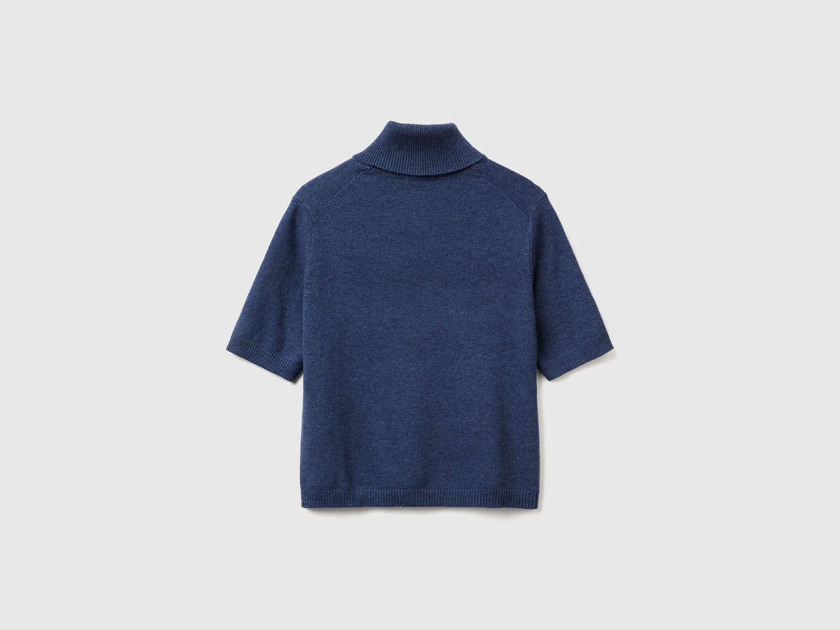 Dolcevita avio a manica corta in misto cashmere