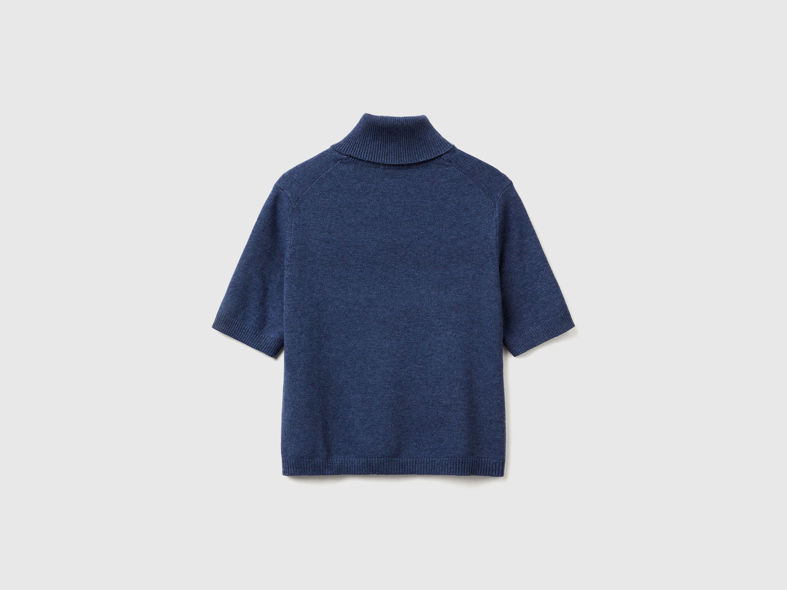 Dolcevita avio a manica corta in misto cashmere da donna blu 2 | Benetton Outlet