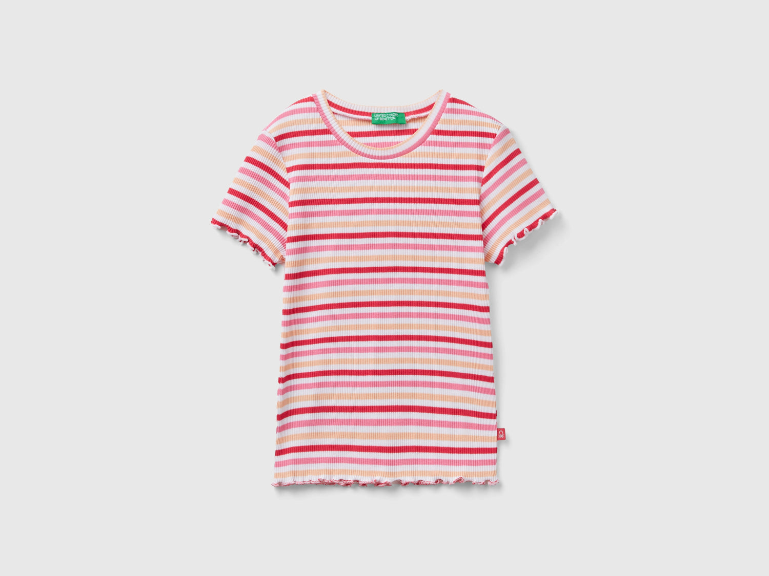 Maglietta a righe in cotone stretch da bambina multi-color | Benetton Outlet
