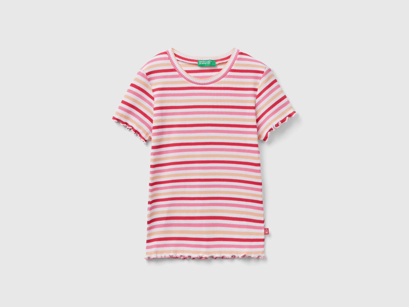 Maglietta a righe in cotone stretch da bambina multi-color | Benetton Outlet