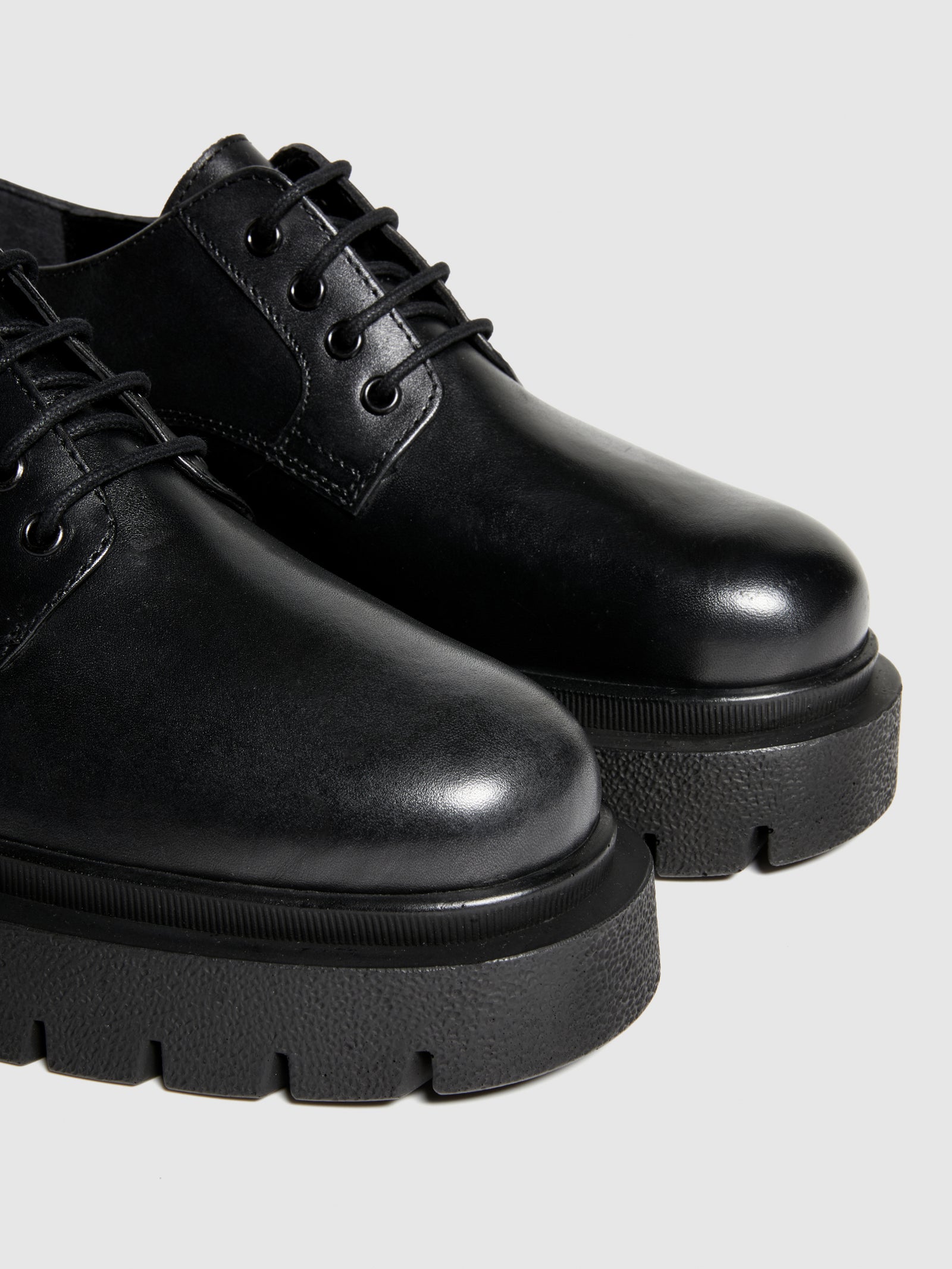 Derby in pelle con suola chunky da donna nero 3 | Sisley Outlet